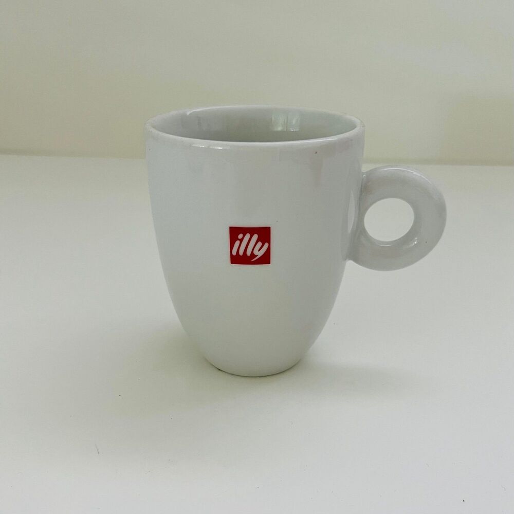 ILLY Classic Red White Logo Porcelain 8 oz Coffee Mug Cup
